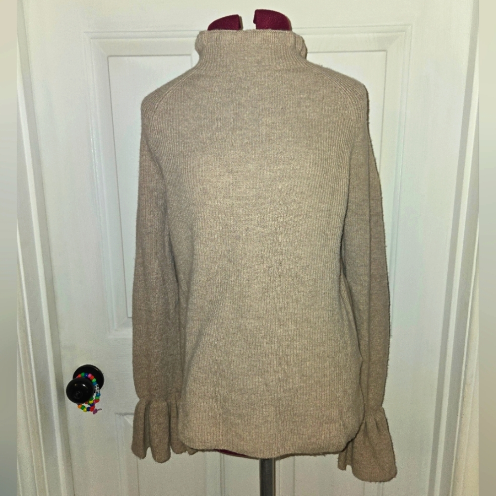 Banana Republic Small Wool Cashmere Blend Knit Tan Mock Neck Sweater